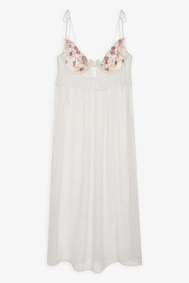 Women Siena Midi Slip Dress White For Love and Lemons Lingerie