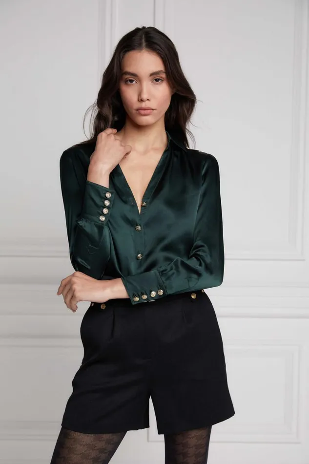 Women Silk VNeck Blouse Emerald Holland Cooper Shirts and Blouses Women Silk VNeck Blouse Emerald Holland Cooper Shirts and Blouses