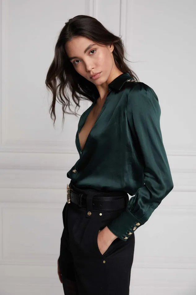 Women Silk VNeck Blouse Emerald Holland Cooper Shirts and Blouses Women Silk VNeck Blouse Emerald Holland Cooper Shirts and Blouses