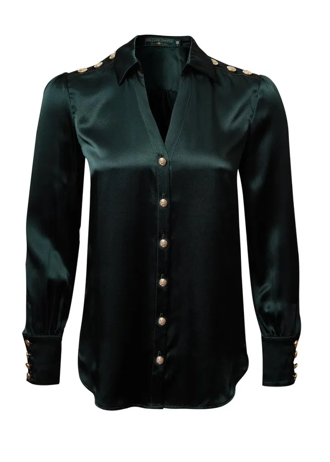 Women Silk VNeck Blouse Emerald Holland Cooper Shirts and Blouses Women Silk VNeck Blouse Emerald Holland Cooper Shirts and Blouses