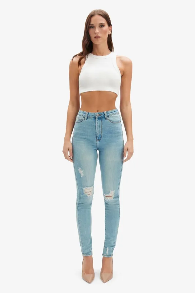 Women Skinny Jean Bardot Khloe Super High Tall Jeans In Mid Blue Mid Blue Women Skinny Jean Bardot Khloe Super High Tall Jeans In Mid Blue Mid Blue