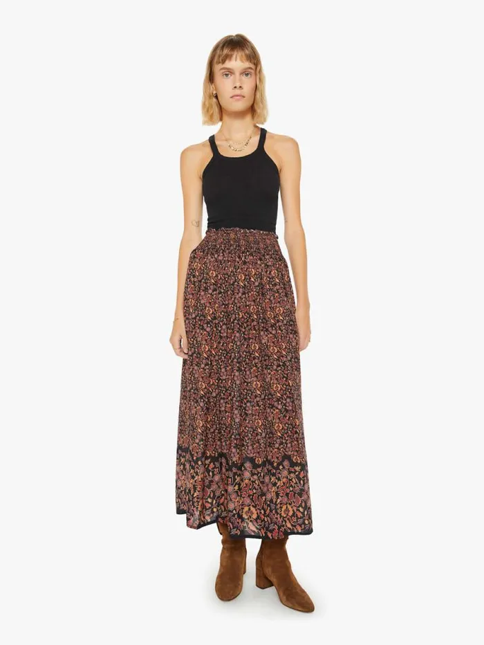 Women Skirts and Dresses Mother Denim Bella Skirt Petite Fleur Print Noire