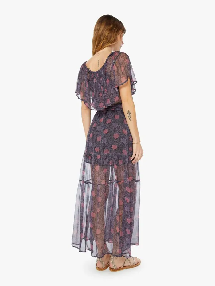 Women Skirts and Dresses Mother Denim Naomi Dress W Sash Snowflake Print Aubergine