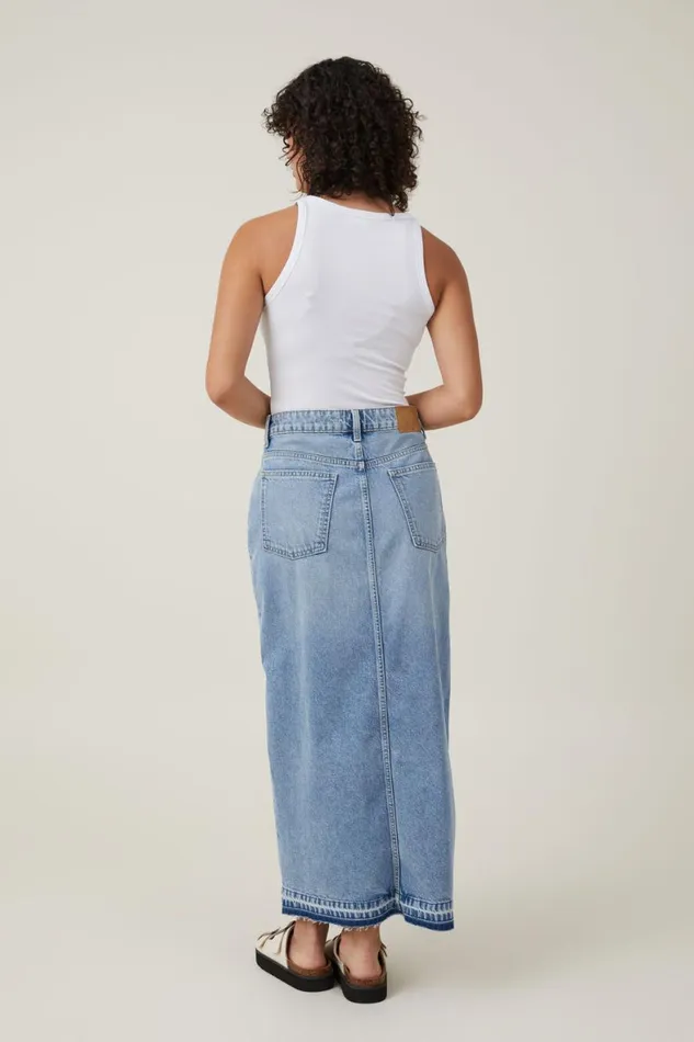 Women Skirts and Shorts Cotton On Bailey Denim Maxi Skirt Bells Blue
