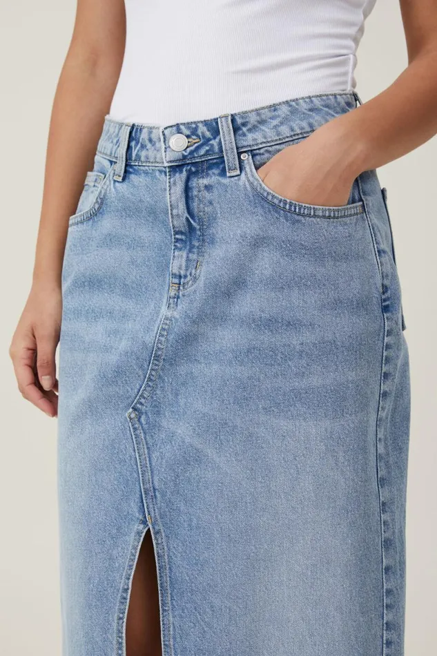 Women Skirts and Shorts Cotton On Bailey Denim Maxi Skirt Bells Blue