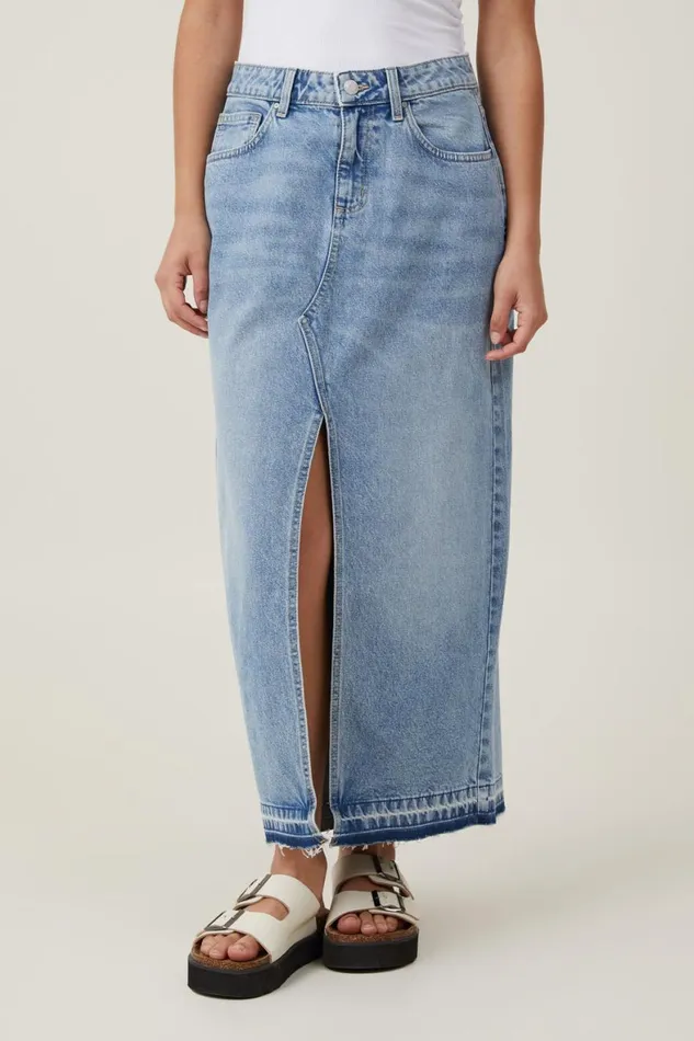 Women Skirts and Shorts Cotton On Bailey Denim Maxi Skirt Bells Blue