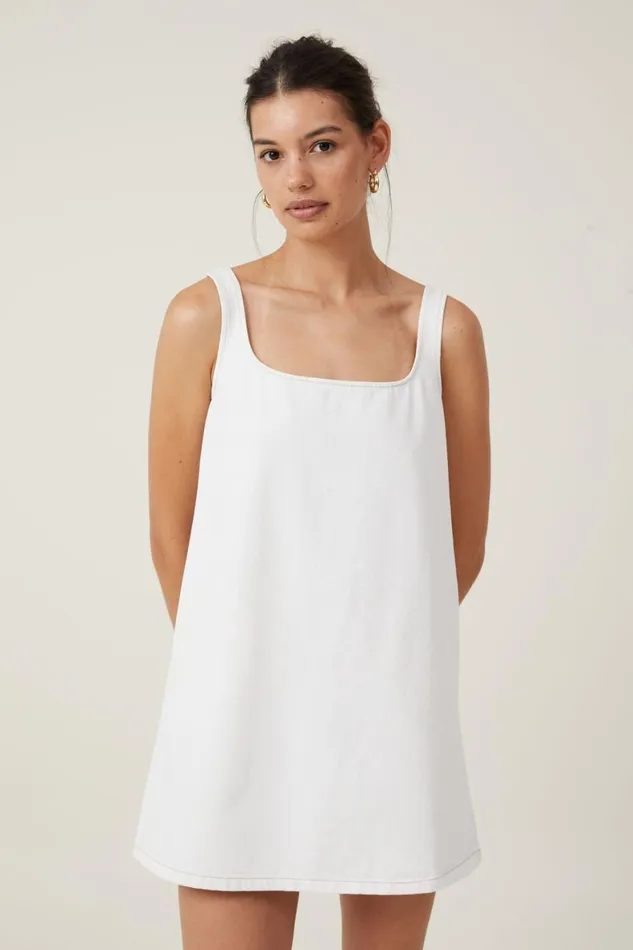 Women Skirts and Shorts Cotton On Charlie Denim Mini Dress Vintage White