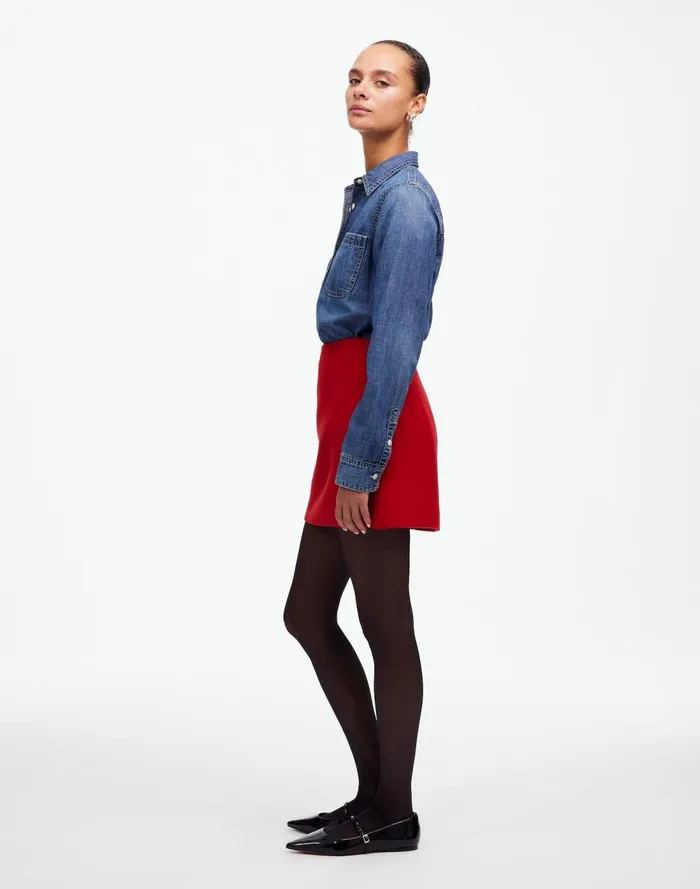 Women Skirts Madewell DoubleFaced Mini Skirt In Wool Blend Bright Cherry