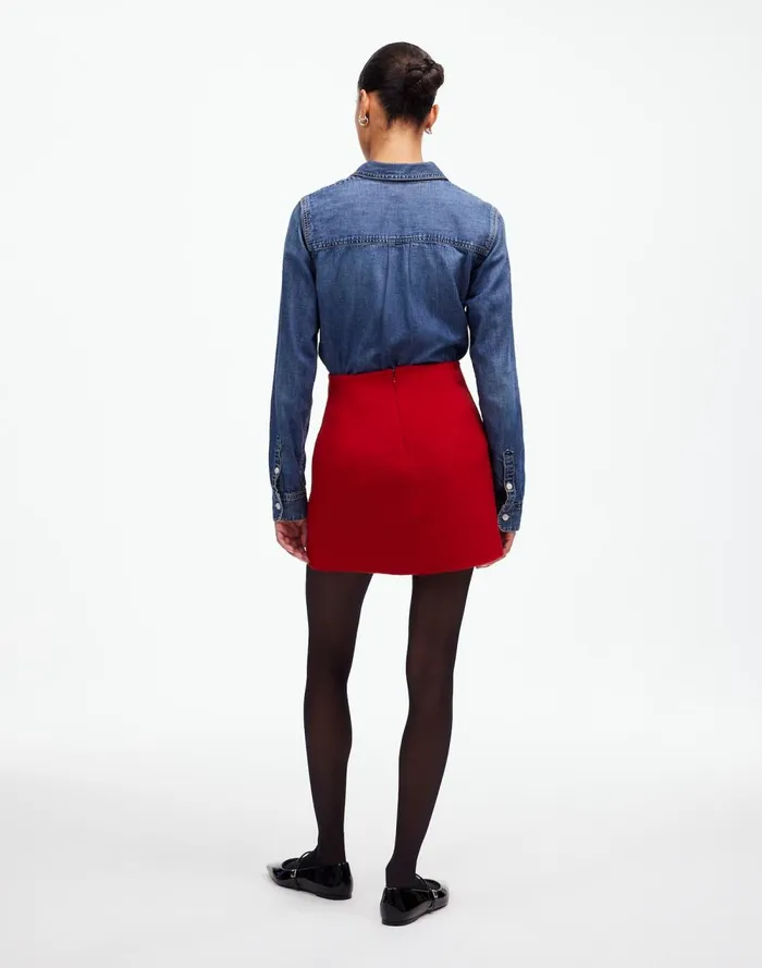 Women Skirts Madewell DoubleFaced Mini Skirt In Wool Blend Bright Cherry