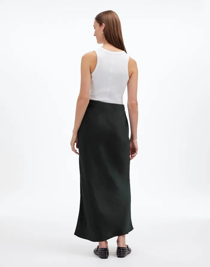 Women Skirts Madewell Satin Maxi Slip Skirt Luxury Forest