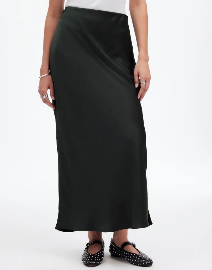 Women Skirts Madewell Satin Maxi Slip Skirt Luxury Forest