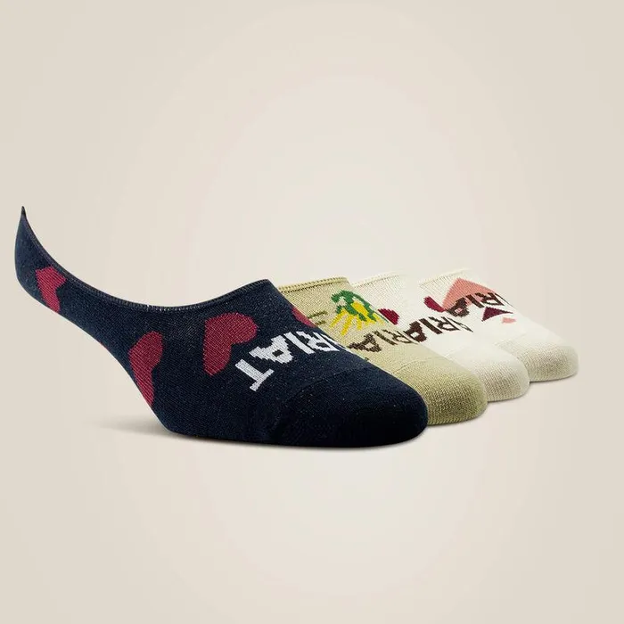 Women Socks Ariat No Slip No Show Sock 2 Pair Multi Color Pack Tanandnavyandnatural