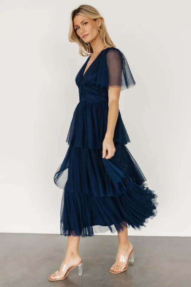 Women Starlet Tiered Maxi Dress Midnight Blue Baltic Born Tulle Styles Women Starlet Tiered Maxi Dress Midnight Blue Baltic Born Tulle Styles