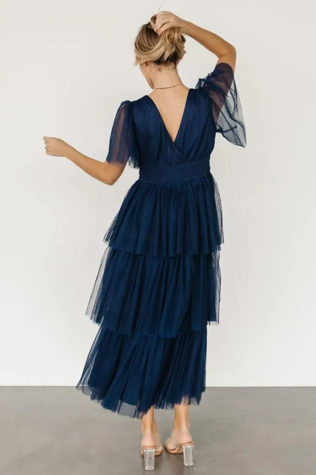 Women Starlet Tiered Maxi Dress Midnight Blue Baltic Born Tulle Styles Women Starlet Tiered Maxi Dress Midnight Blue Baltic Born Tulle Styles