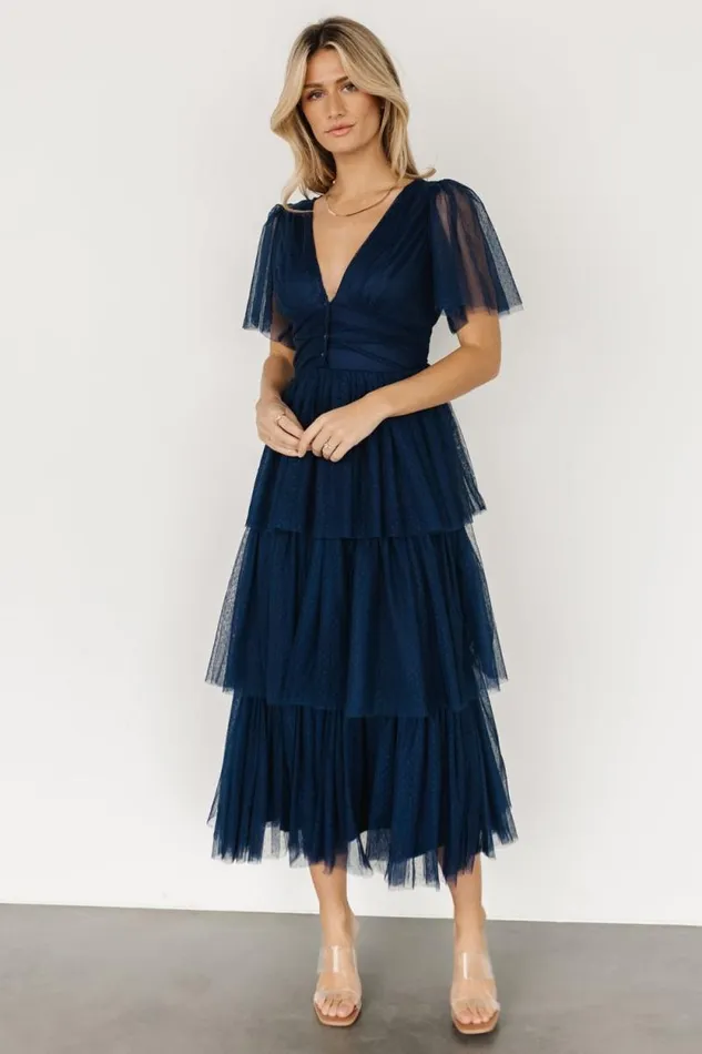 Women Starlet Tiered Maxi Dress Midnight Blue Baltic Born Tulle Styles Women Starlet Tiered Maxi Dress Midnight Blue Baltic Born Tulle Styles