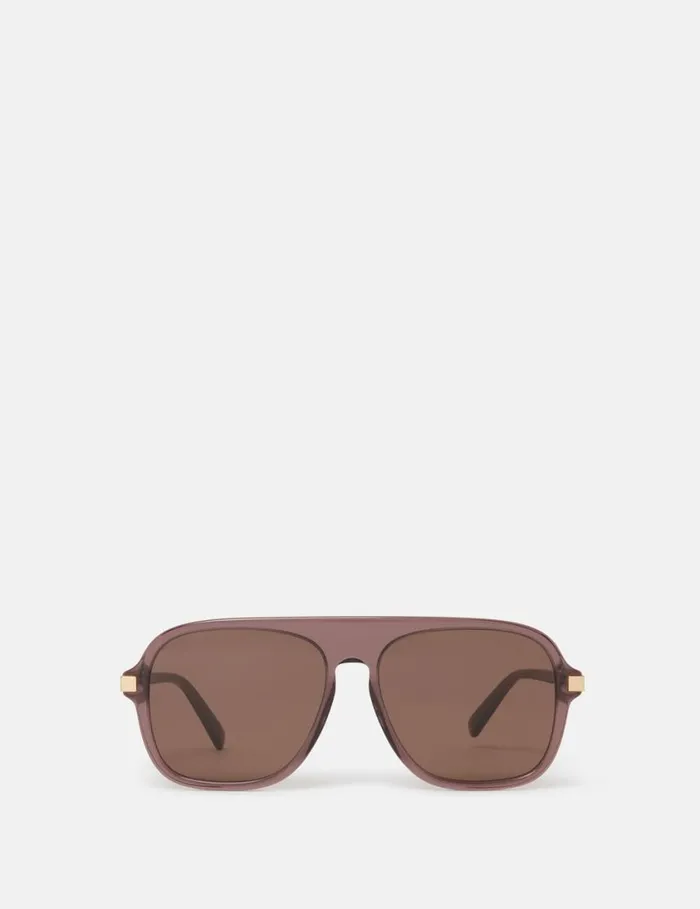 Women StraightEdge Sunglasses Glossy Dark Chocolate And Gold Stella McCartney Sunglasses