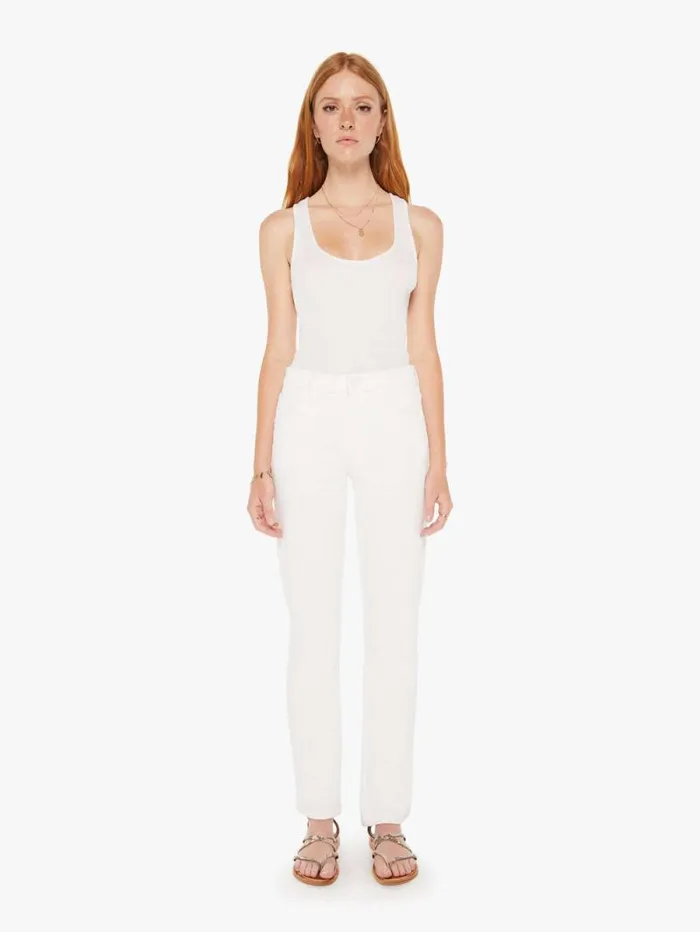 Women Straight Mother Denim The Smarty Pants Skimp White