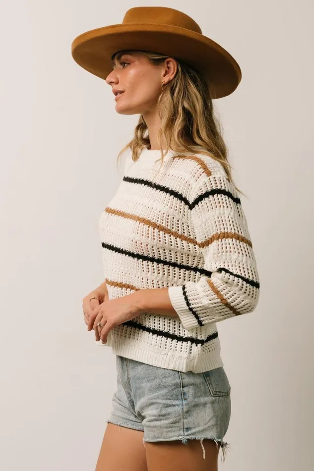 Women Sundance Knit Sweater Top Ivory Multi Stripe Baltic Born Sweaters Women Sundance Knit Sweater Top Ivory Multi Stripe Baltic Born Sweaters