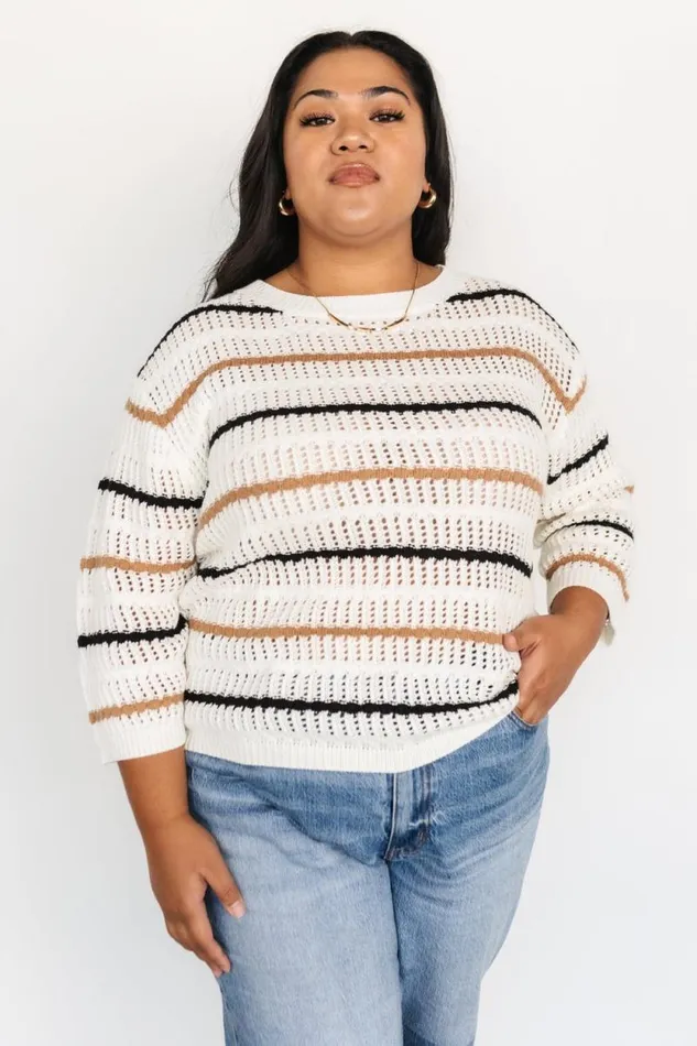 Women Sundance Knit Sweater Top Ivory Multi Stripe Baltic Born Sweaters Women Sundance Knit Sweater Top Ivory Multi Stripe Baltic Born Sweaters