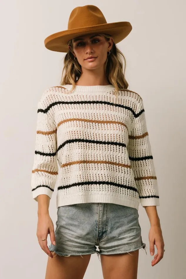 Women Sundance Knit Sweater Top Ivory Multi Stripe Baltic Born Sweaters Women Sundance Knit Sweater Top Ivory Multi Stripe Baltic Born Sweaters