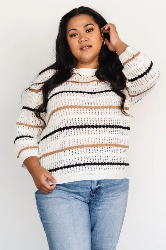 Women Sundance Knit Sweater Top Ivory Multi Stripe Baltic Born Sweaters Women Sundance Knit Sweater Top Ivory Multi Stripe Baltic Born Sweaters