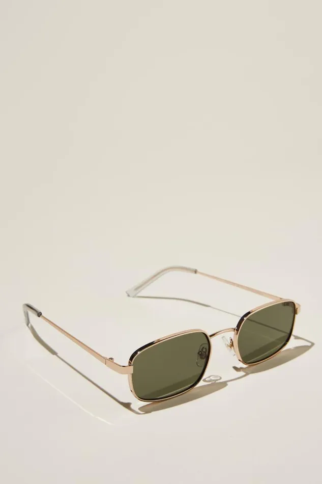 Women Sunglasses Cotton On Taylor Metal Sunglasses Golddark Green