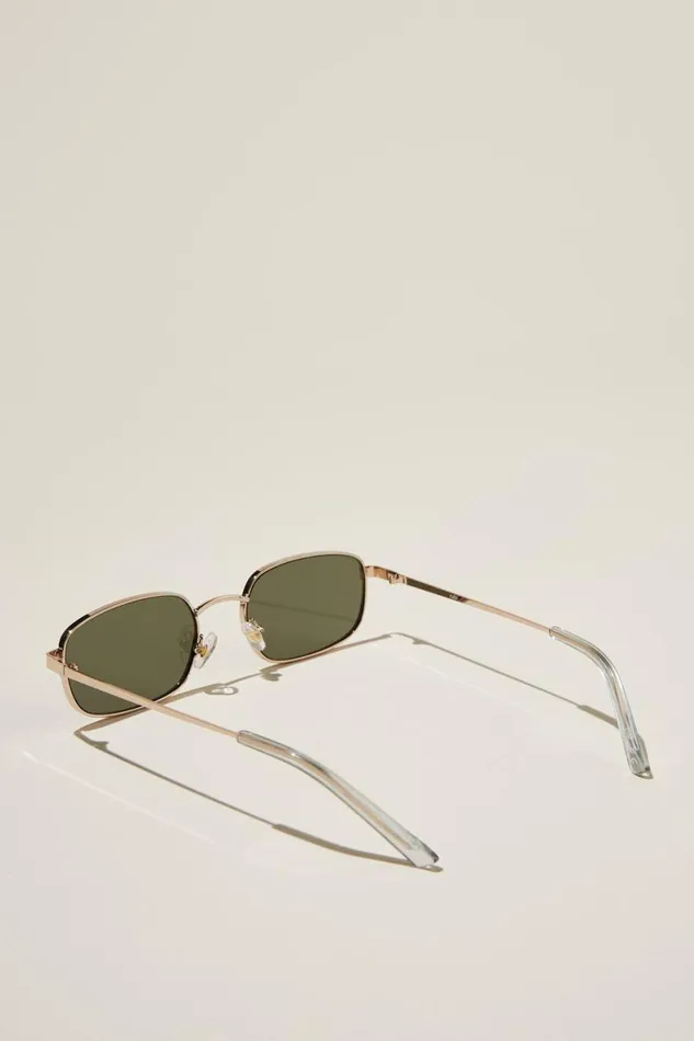 Women Sunglasses Cotton On Taylor Metal Sunglasses Golddark Green