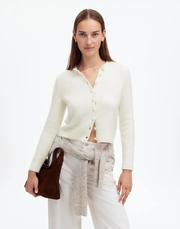 Women Sweaters Madewell CottonBlend Cardigan Winter White