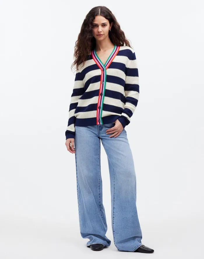 Women Sweaters Madewell KULE The Raven Cardigan Navy Cream