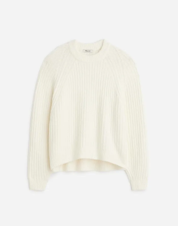 Women Sweaters Madewell Ribbed CottonBlend Sweater Winter White