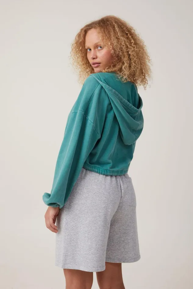 Women Sweats and Hoodies Cotton On Fleece Lounge Cropped Hoodie College Lawn