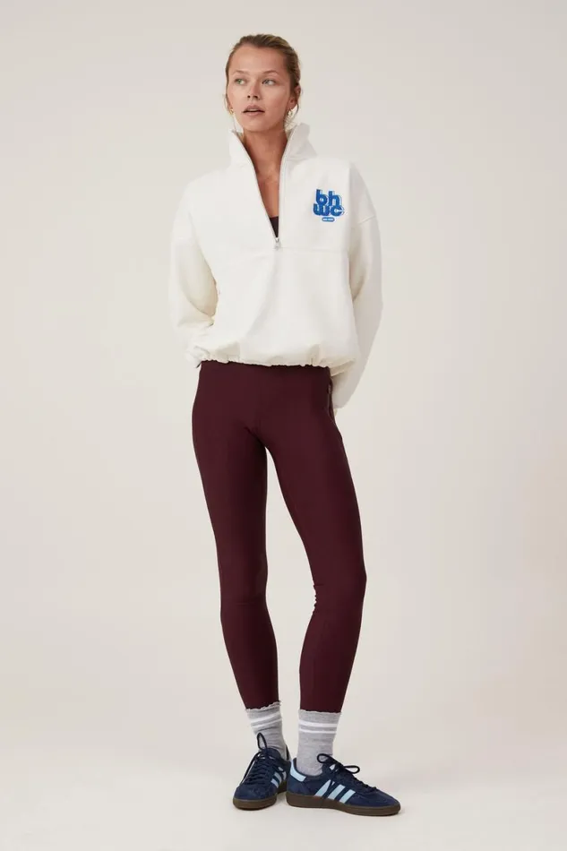 Women Sweats and Hoodies Cotton On Plush Essential Graphic Half Zip Jumper Coconut Milkbhwc Daphne
