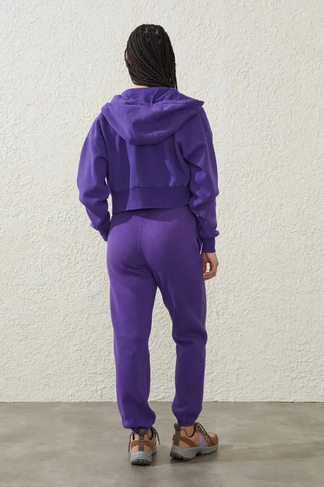 Women Sweats and Hoodies Cotton On Plush Essential Gym Trackpant Washed Royal Purple