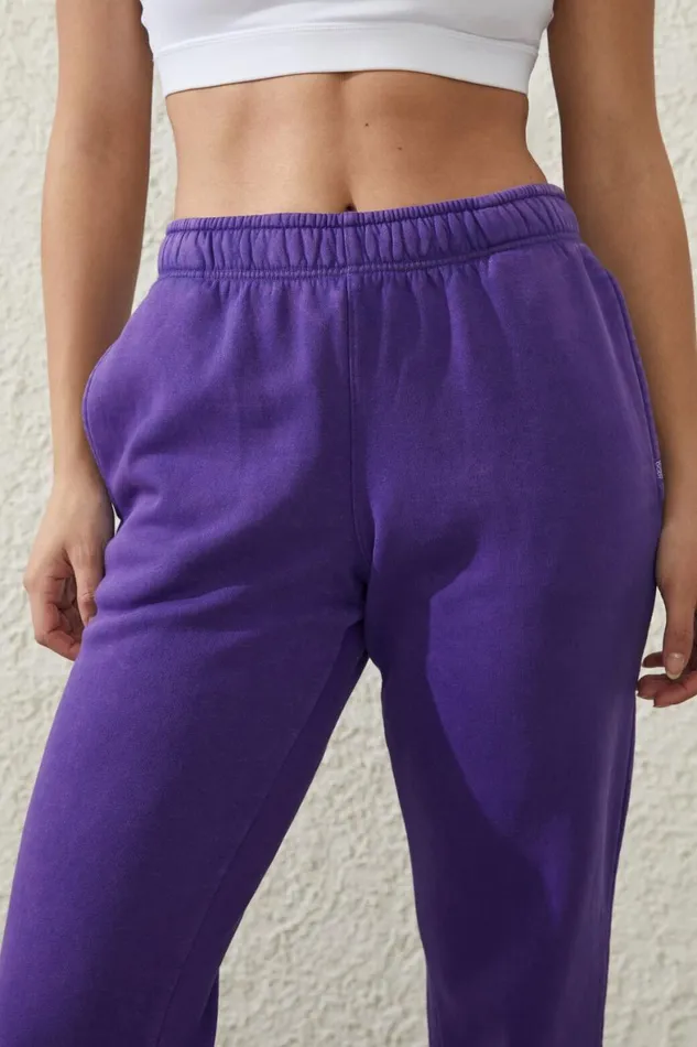 Women Sweats and Hoodies Cotton On Plush Essential Gym Trackpant Washed Royal Purple