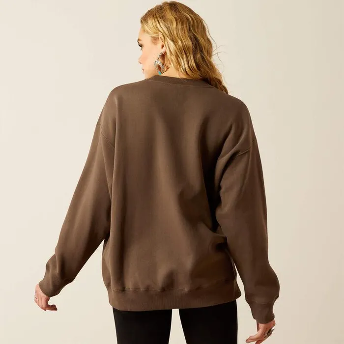 Women Sweatshirts and Hoodies Ariat Oversized Crew Sweatshirt Banyan Bark