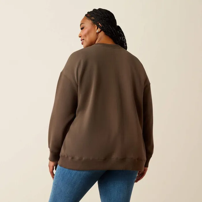 Women Sweatshirts and Hoodies Ariat Oversized Crew Sweatshirt Banyan Bark