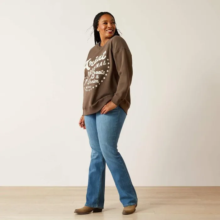 Women Sweatshirts and Hoodies Ariat Oversized Crew Sweatshirt Banyan Bark
