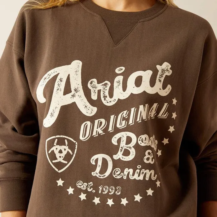 Women Sweatshirts and Hoodies Ariat Oversized Crew Sweatshirt Banyan Bark