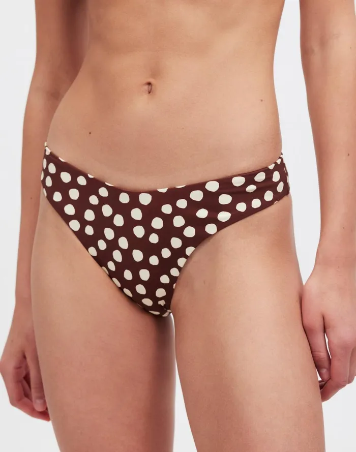 Women Swim Madewell Zulu and Zephyr Currant Spot Curve Bikini Bottom Currant Spot
