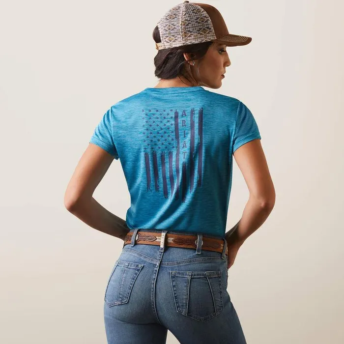 Women TShirts and Tops Ariat Laguna Patriot TShirt Mosaic Blue