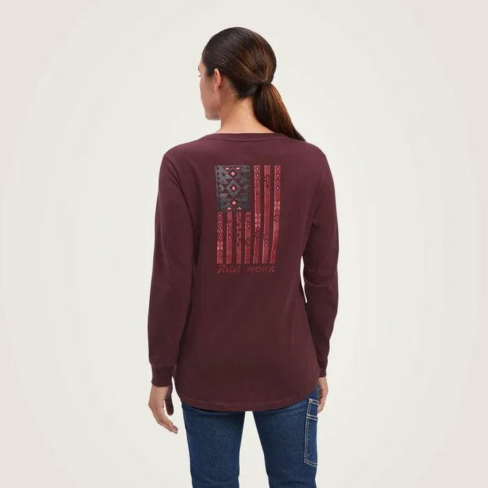 Women TShirts and Tops Ariat Rebar Cotton Strong SouthWest Graphic TShirt Decadent Chocolate