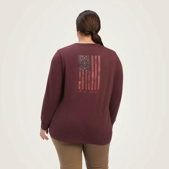 Women TShirts and Tops Ariat Rebar Cotton Strong SouthWest Graphic TShirt Decadent Chocolate