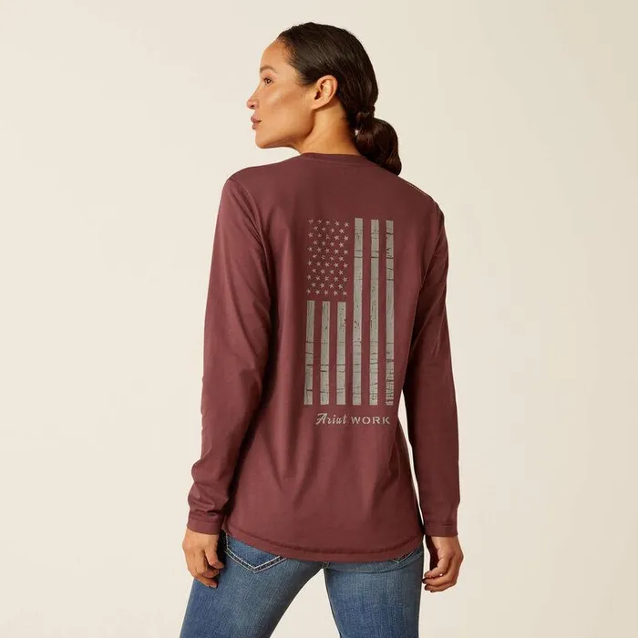Women TShirts and Tops Ariat Rebar Workman Reflective Flag TShirt Catawba Grape