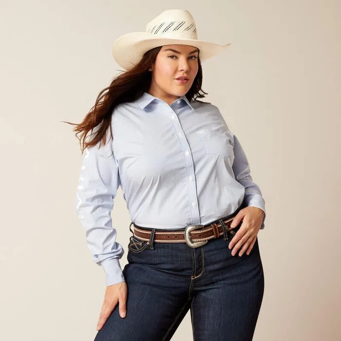 Women TShirts and Tops Ariat Team Kirby Stretch Shirt Ultramarine Stripe