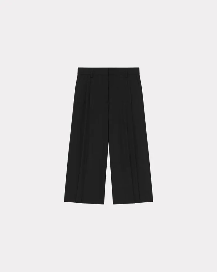 Women Tailored Pants In Virgin Wool Black Kenzo Pants And Shorts
