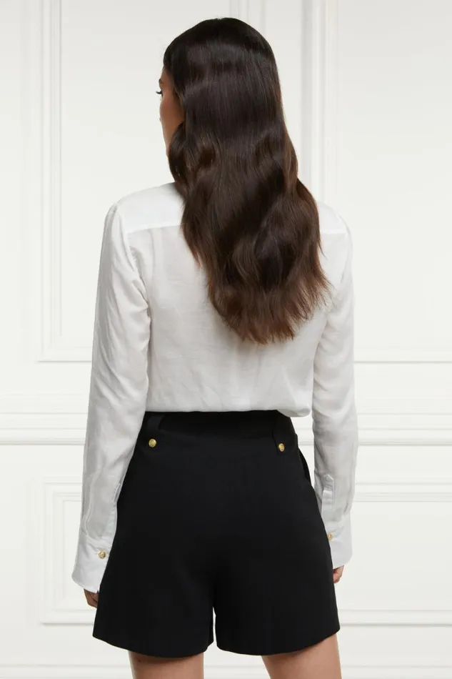 Women Tailored Short Black Linen Holland Cooper Shorts