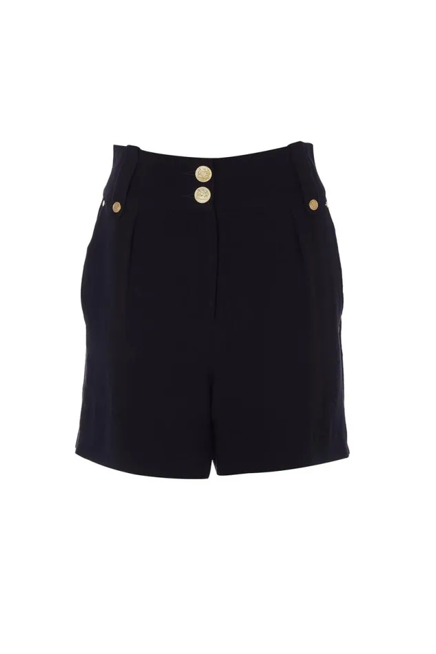 Women Tailored Short Black Linen Holland Cooper Shorts