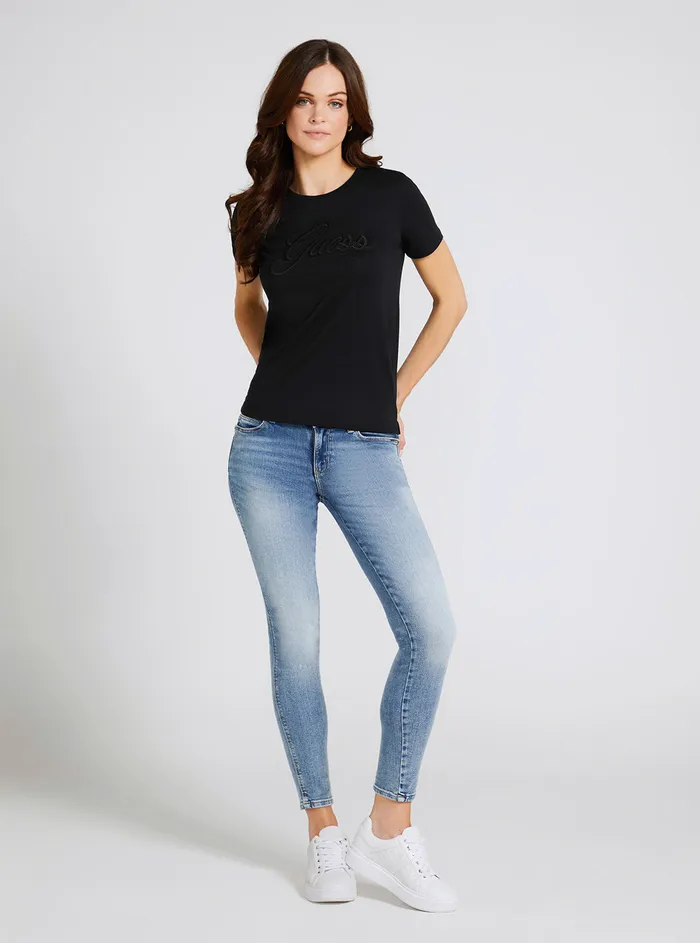 Women Tees and Tanks GUESS Black Script Logo Tshirt