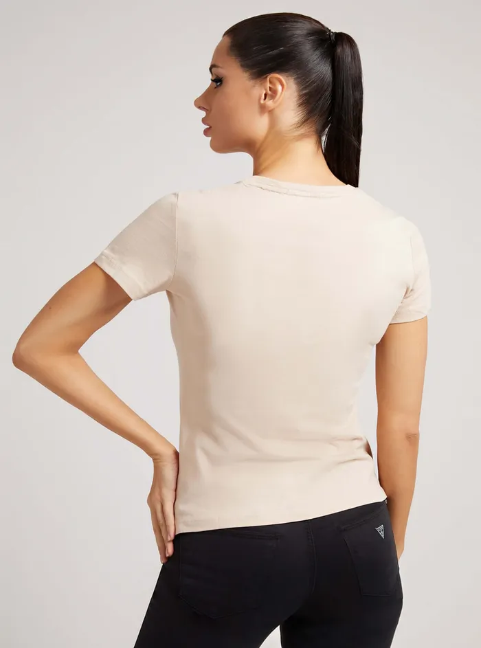 Women Tees and Tanks GUESS Eco Beige Icon Logo Tshirt Women Tees and Tanks GUESS Eco Beige Icon Logo Tshirt
