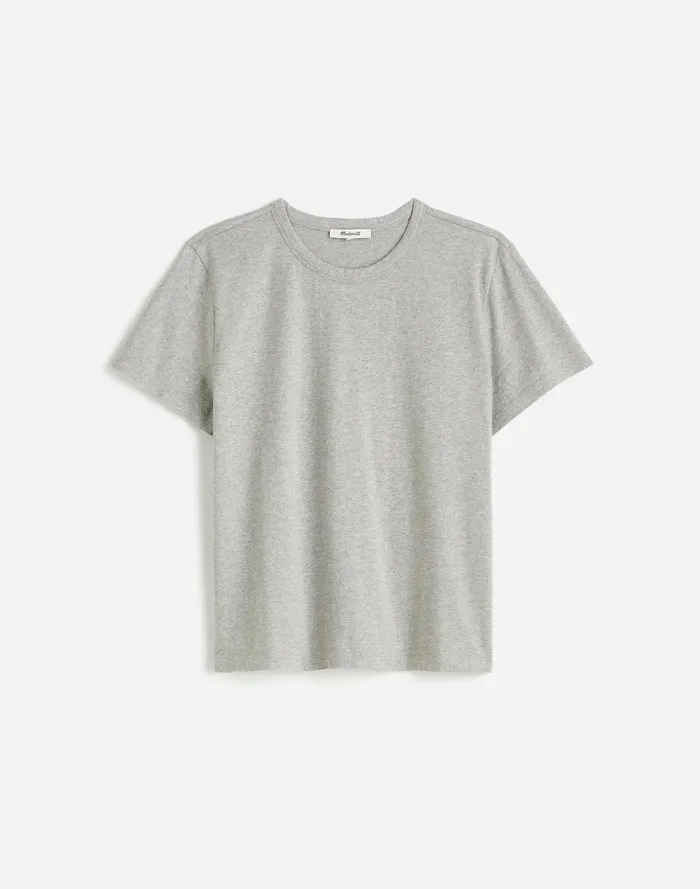 Women Tees Madewell Plus Cotton Perfect Crewneck Tee Hthr Ash Grey